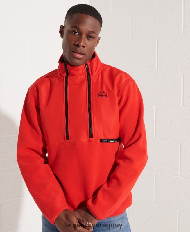 uy Superdry hombres chaqueta de deporte de montaña con media cremallera rojo DT2N8Z5199 ropa