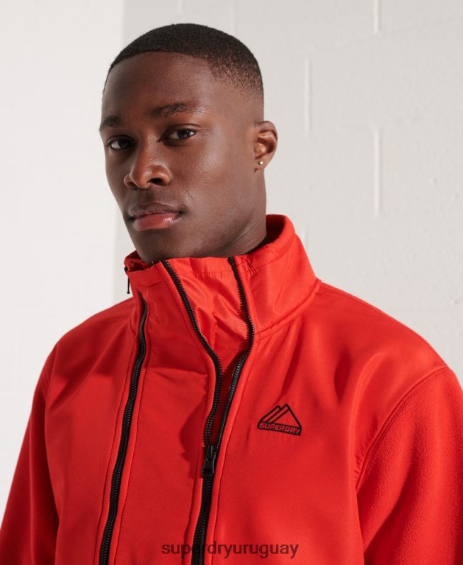 uy Superdry hombres chaqueta de deporte de montaña con media cremallera rojo DT2N8Z5199 ropa
