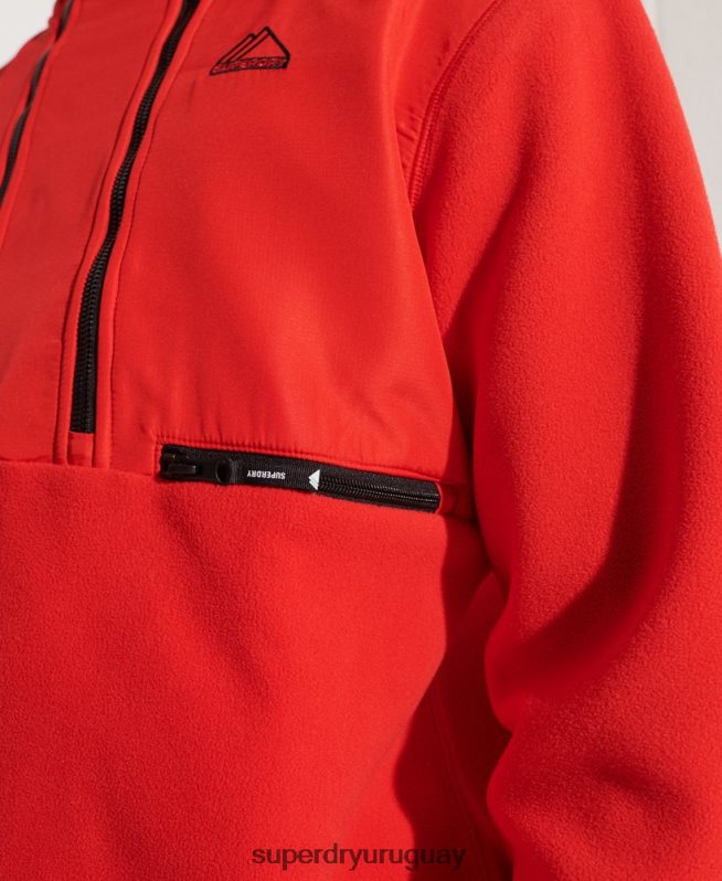 uy Superdry hombres chaqueta de deporte de montaña con media cremallera rojo DT2N8Z5199 ropa