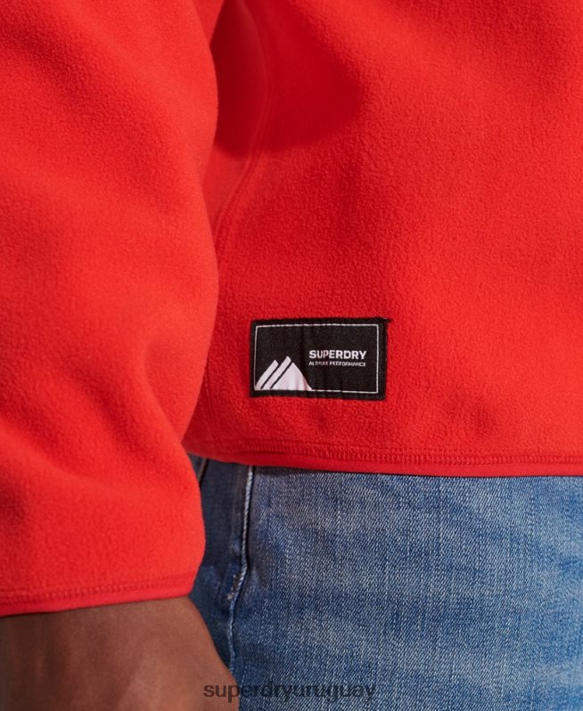 uy Superdry hombres chaqueta de deporte de montaña con media cremallera rojo DT2N8Z5199 ropa