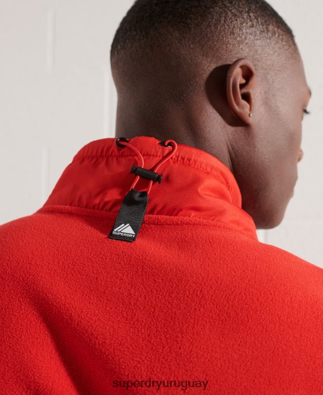 uy Superdry hombres chaqueta de deporte de montaña con media cremallera rojo DT2N8Z5199 ropa
