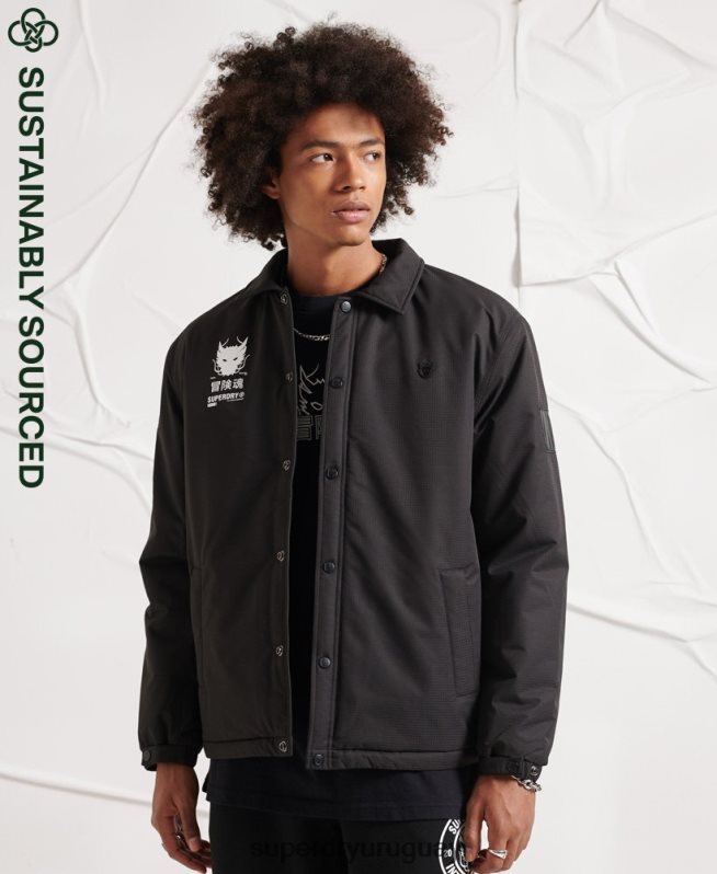 uy Superdry hombres chaqueta de entrenador de la oposición negro DT2N8Z1189 ropa