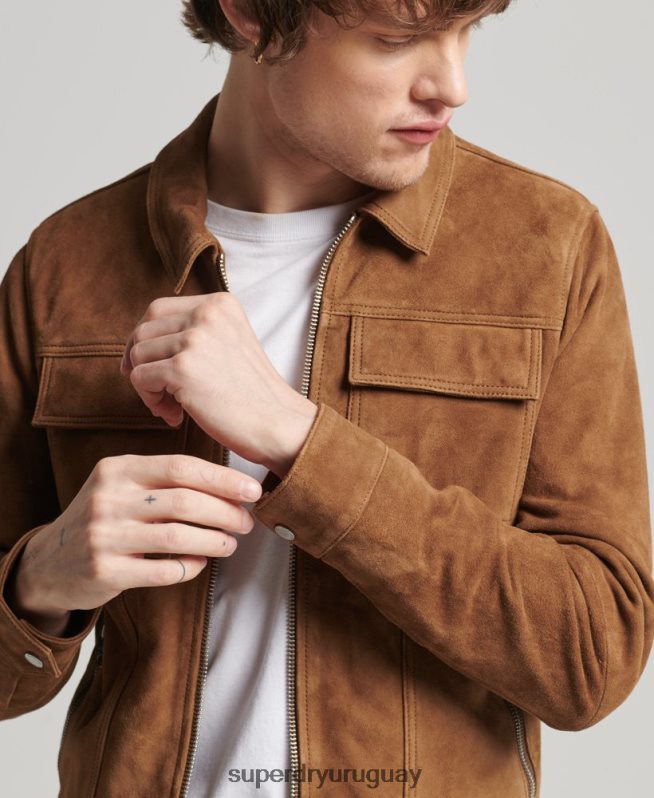 uy Superdry hombres chaqueta de gamuza de los años 70 de los estudios marrón DT2N8Z921 ropa
