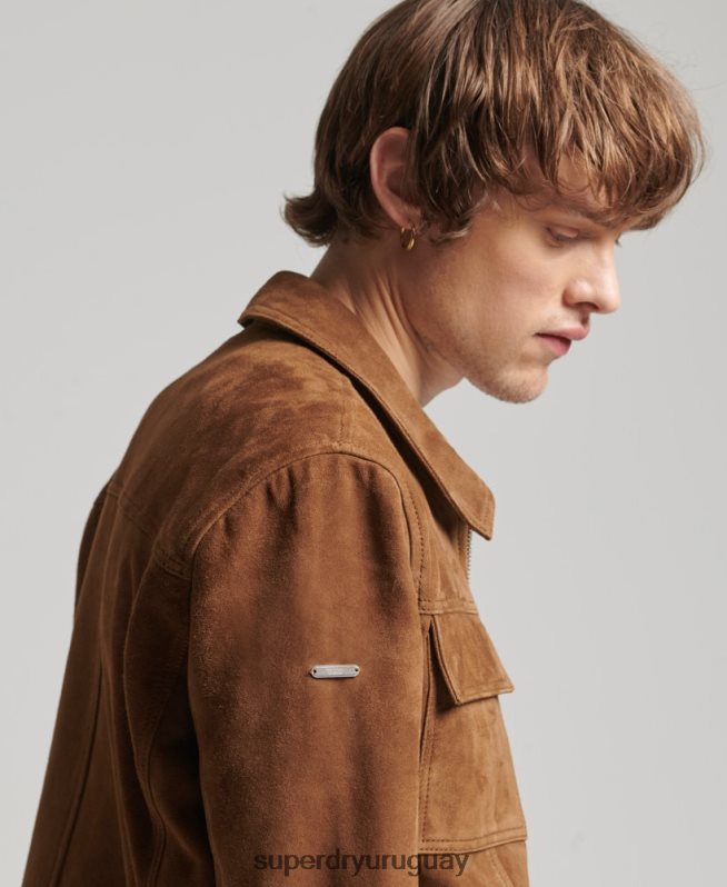uy Superdry hombres chaqueta de gamuza de los años 70 de los estudios marrón DT2N8Z921 ropa