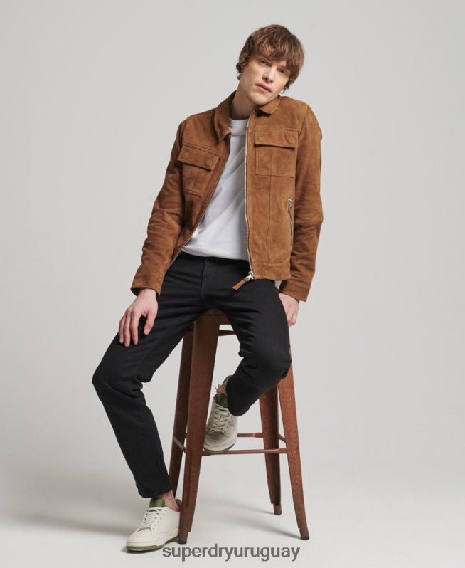 uy Superdry hombres chaqueta de gamuza de los años 70 de los estudios marrón DT2N8Z921 ropa