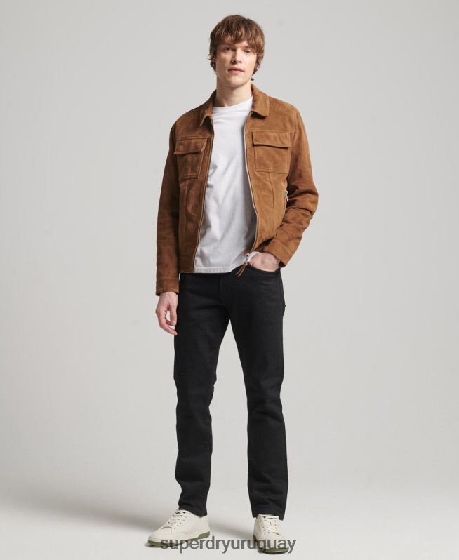 uy Superdry hombres chaqueta de gamuza de los años 70 de los estudios marrón DT2N8Z921 ropa