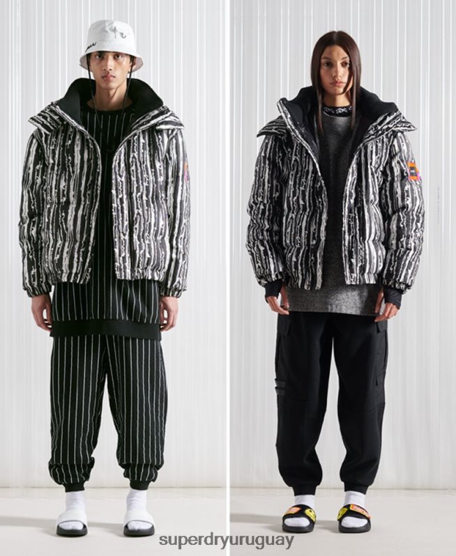 uy Superdry hombres chaqueta de jacquard de plumón sdx de edición limitada negro DT2N8Z4762 ropa