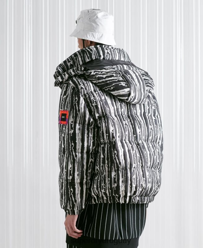 uy Superdry hombres chaqueta de jacquard de plumón sdx de edición limitada negro DT2N8Z4762 ropa