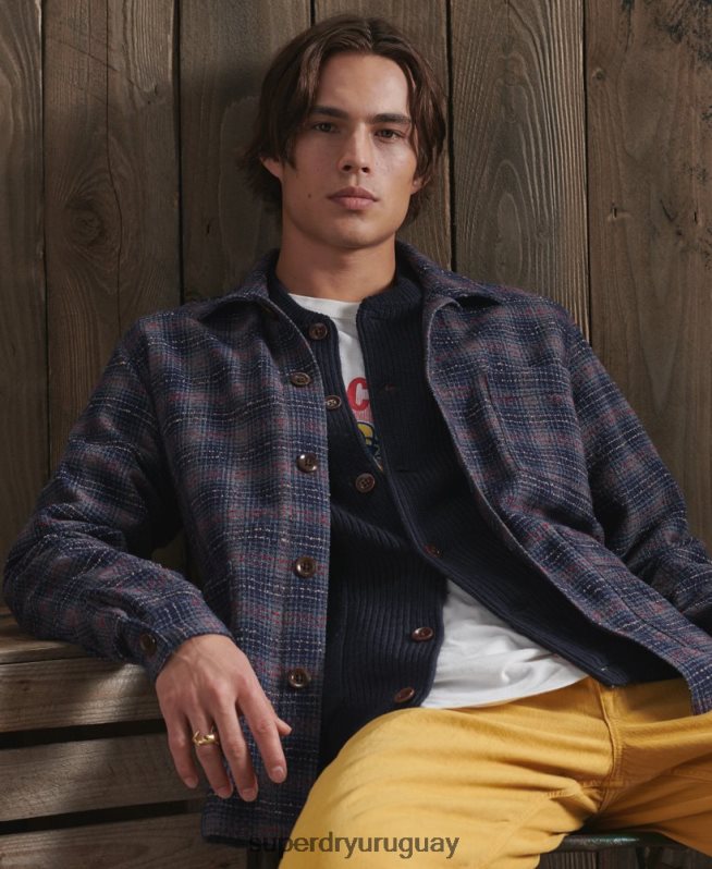 uy Superdry hombres chaqueta de lana seca de edición limitada azul DT2N8Z4761 ropa