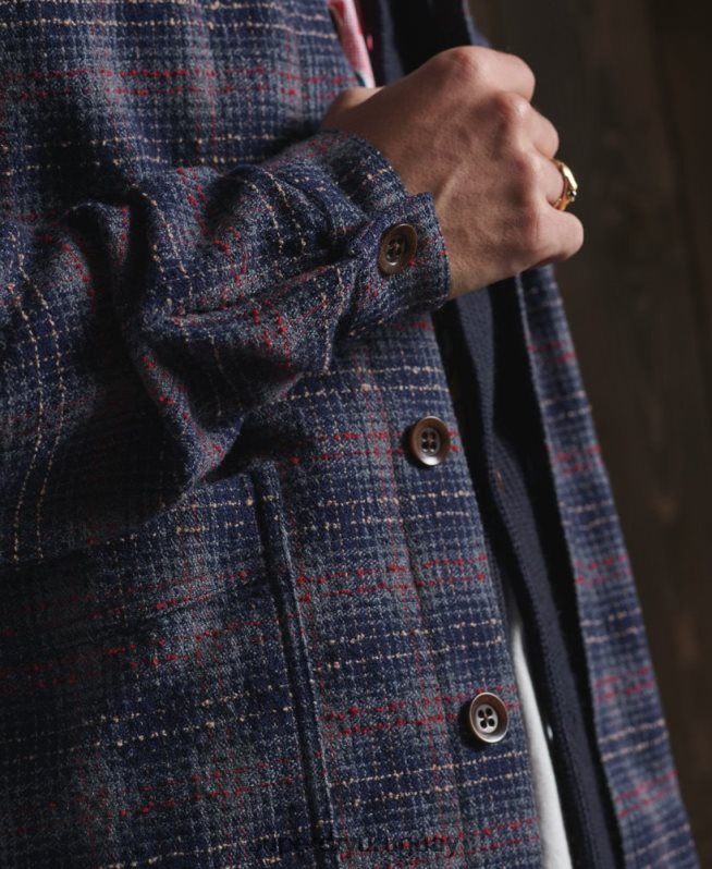 uy Superdry hombres chaqueta de lana seca de edición limitada azul DT2N8Z4761 ropa