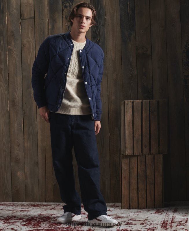 uy Superdry hombres chaqueta de plumón de pato seco azul DT2N8Z4632 ropa
