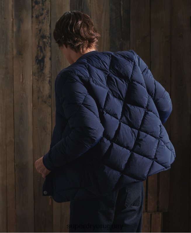 uy Superdry hombres chaqueta de plumón de pato seco azul DT2N8Z4632 ropa