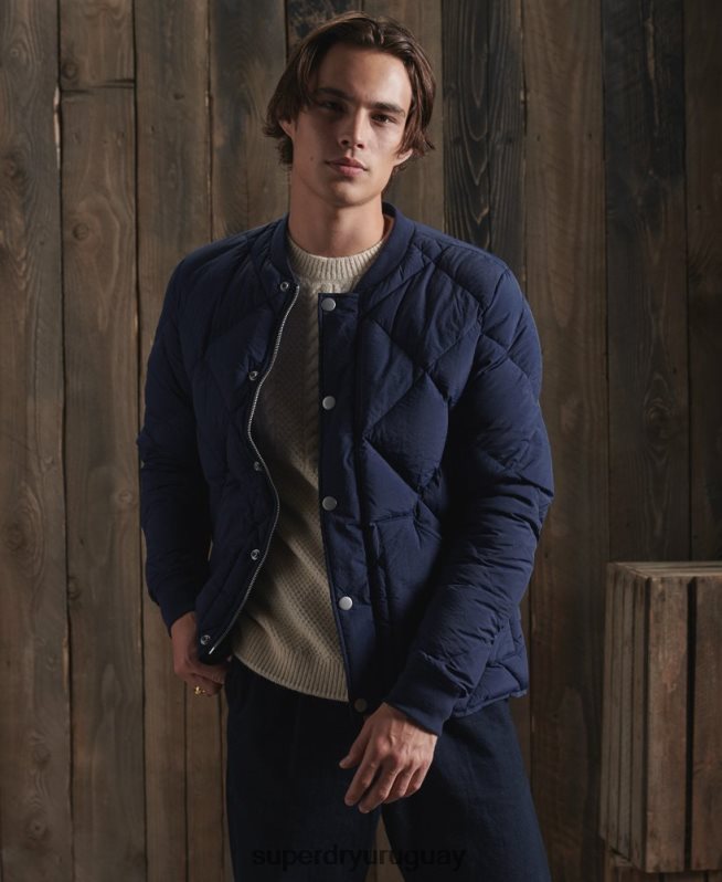 uy Superdry hombres chaqueta de plumón de pato seco azul DT2N8Z4632 ropa