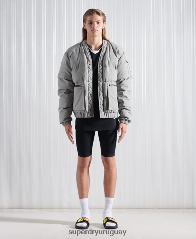 uy Superdry hombres chaqueta de plumón sdx 2 en 1 de edición limitada gris oscuro DT2N8Z1179 ropa
