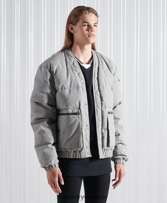 uy Superdry hombres chaqueta de plumón sdx 2 en 1 de edición limitada gris oscuro DT2N8Z1179 ropa