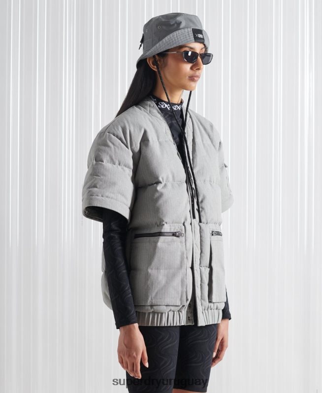 uy Superdry hombres chaqueta de plumón sdx 2 en 1 de edición limitada gris oscuro DT2N8Z1179 ropa