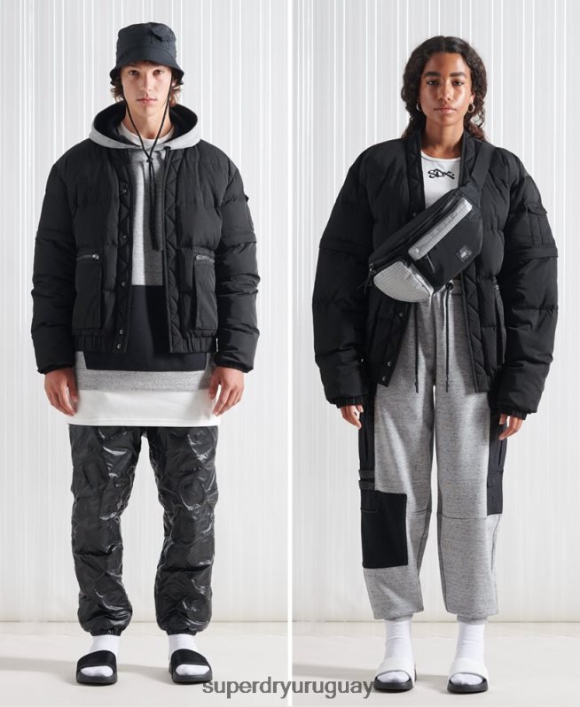 uy Superdry hombres chaqueta de plumón sdx 2 en 1 de edición limitada negro DT2N8Z4670 ropa