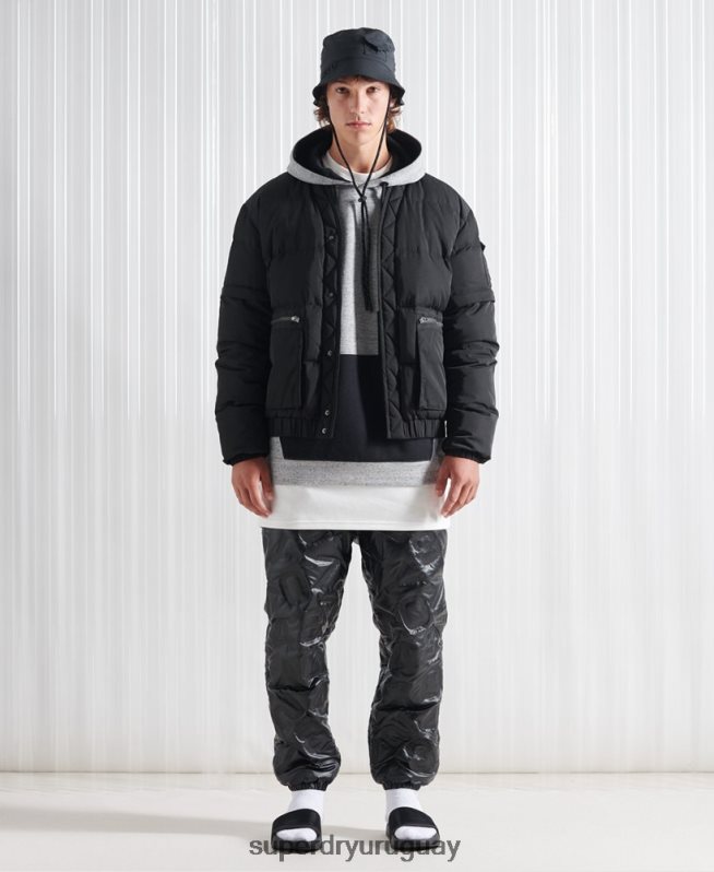uy Superdry hombres chaqueta de plumón sdx 2 en 1 de edición limitada negro DT2N8Z4670 ropa