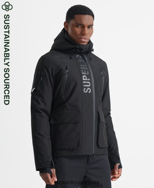 uy Superdry hombres chaqueta de rescate definitiva negro DT2N8Z6459 ropa