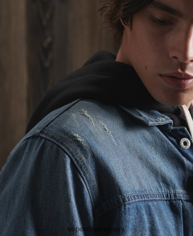 uy Superdry hombres chaqueta de trabajo japonesa seca de edición limitada azul DT2N8Z4733 ropa