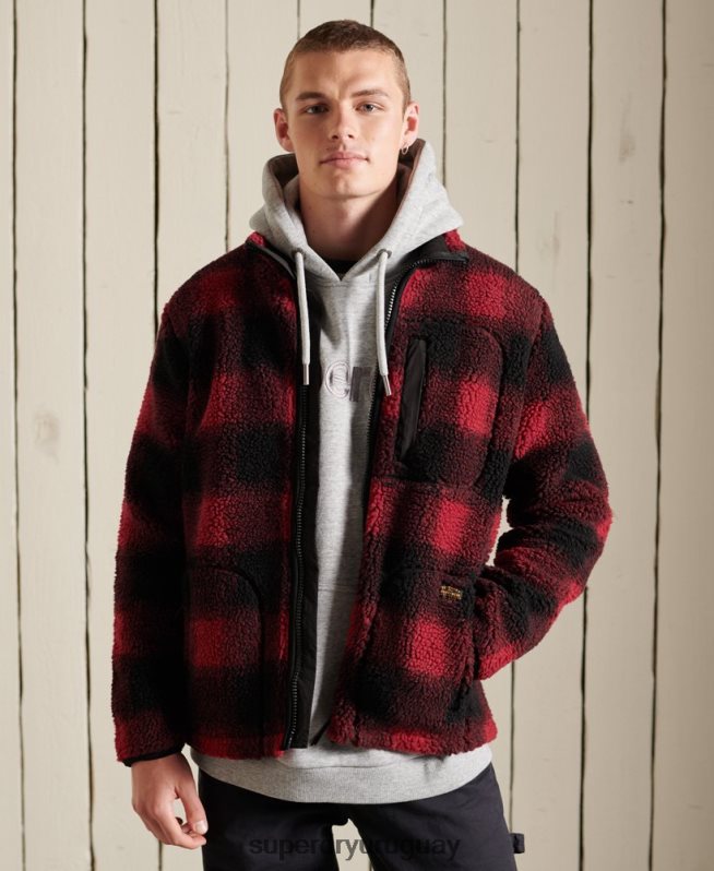 uy Superdry hombres chaqueta de trabajo sherpa rojo DT2N8Z4744 ropa