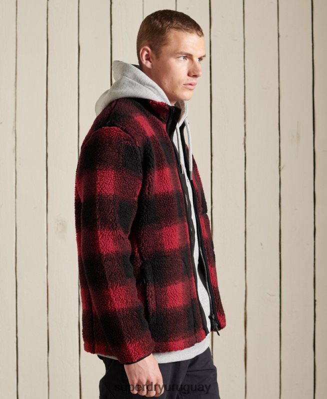 uy Superdry hombres chaqueta de trabajo sherpa rojo DT2N8Z4744 ropa