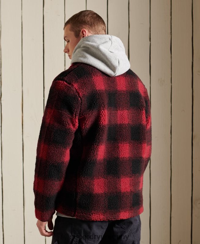 uy Superdry hombres chaqueta de trabajo sherpa rojo DT2N8Z4744 ropa