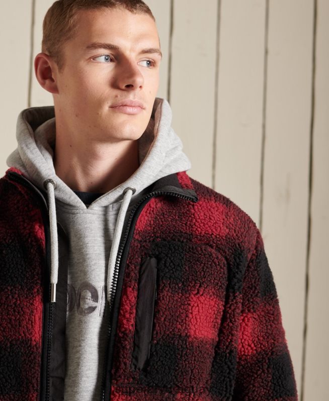 uy Superdry hombres chaqueta de trabajo sherpa rojo DT2N8Z4744 ropa