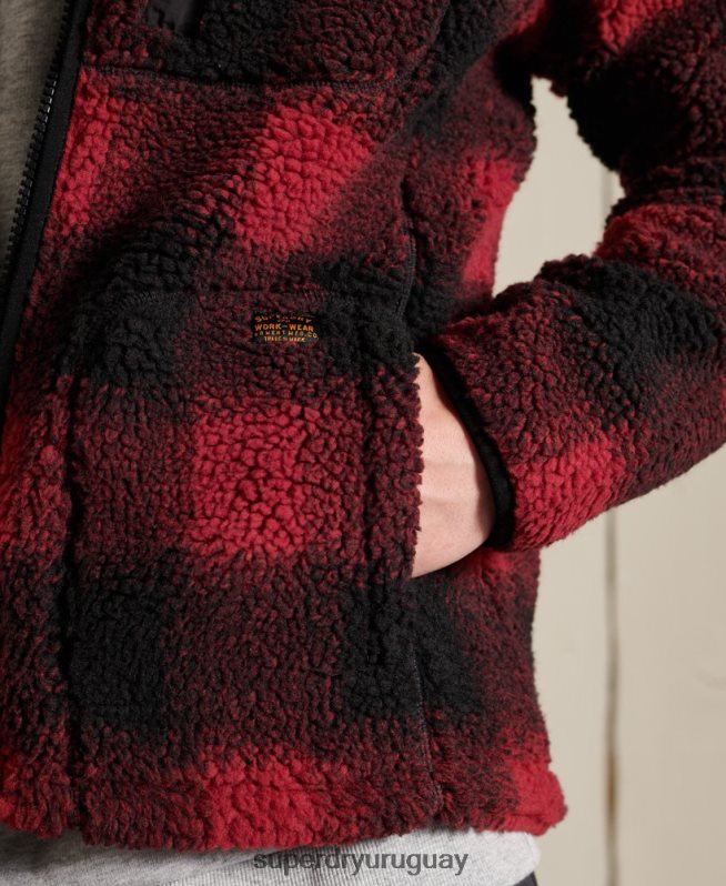 uy Superdry hombres chaqueta de trabajo sherpa rojo DT2N8Z4744 ropa