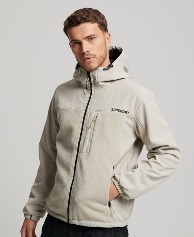 uy Superdry hombres chaqueta de trekking híbrida gris DT2N8Z939 ropa