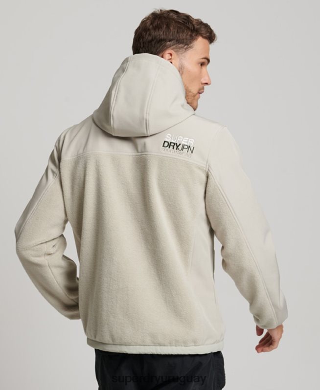 uy Superdry hombres chaqueta de trekking híbrida gris DT2N8Z939 ropa