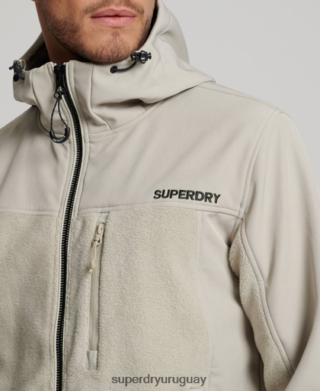 uy Superdry hombres chaqueta de trekking híbrida gris DT2N8Z939 ropa