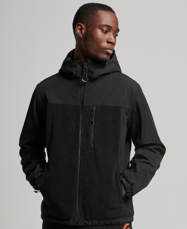 uy Superdry hombres chaqueta de trekking híbrida negro DT2N8Z943 ropa