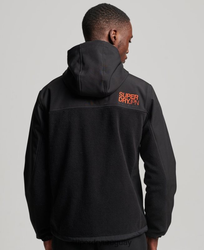 uy Superdry hombres chaqueta de trekking híbrida negro DT2N8Z943 ropa
