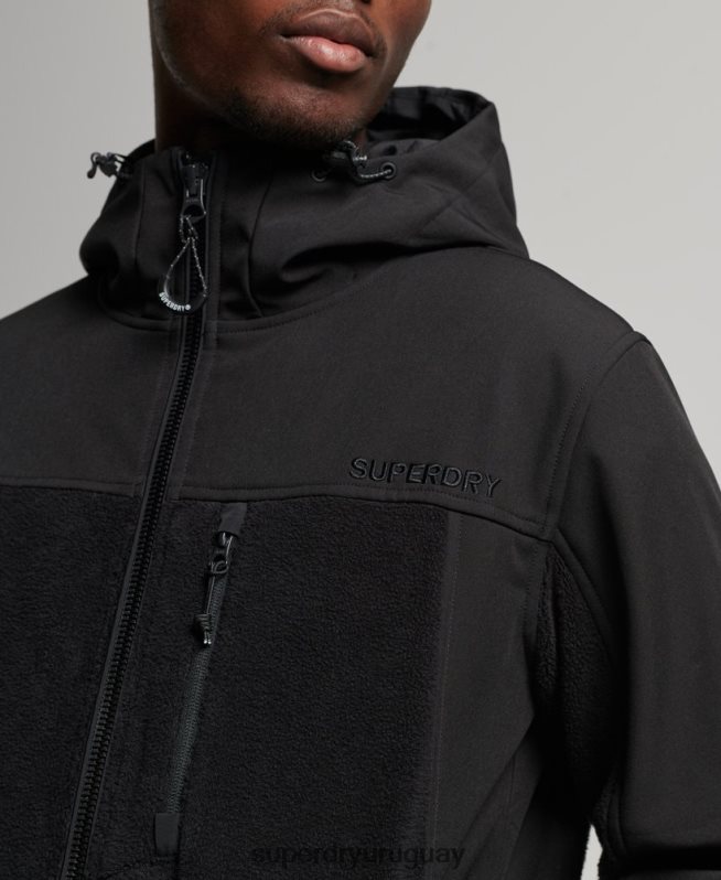 uy Superdry hombres chaqueta de trekking híbrida negro DT2N8Z943 ropa