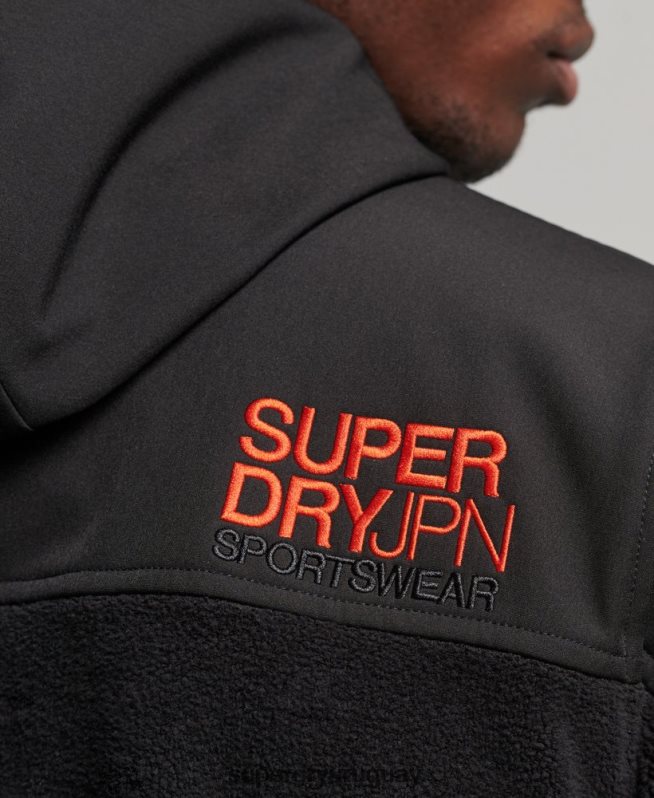 uy Superdry hombres chaqueta de trekking híbrida negro DT2N8Z943 ropa