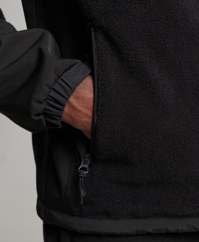 uy Superdry hombres chaqueta de trekking híbrida negro DT2N8Z943 ropa