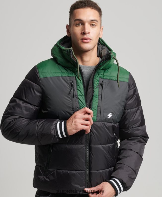 uy Superdry hombres chaqueta deportiva acolchada color block negro DT2N8Z4597 ropa