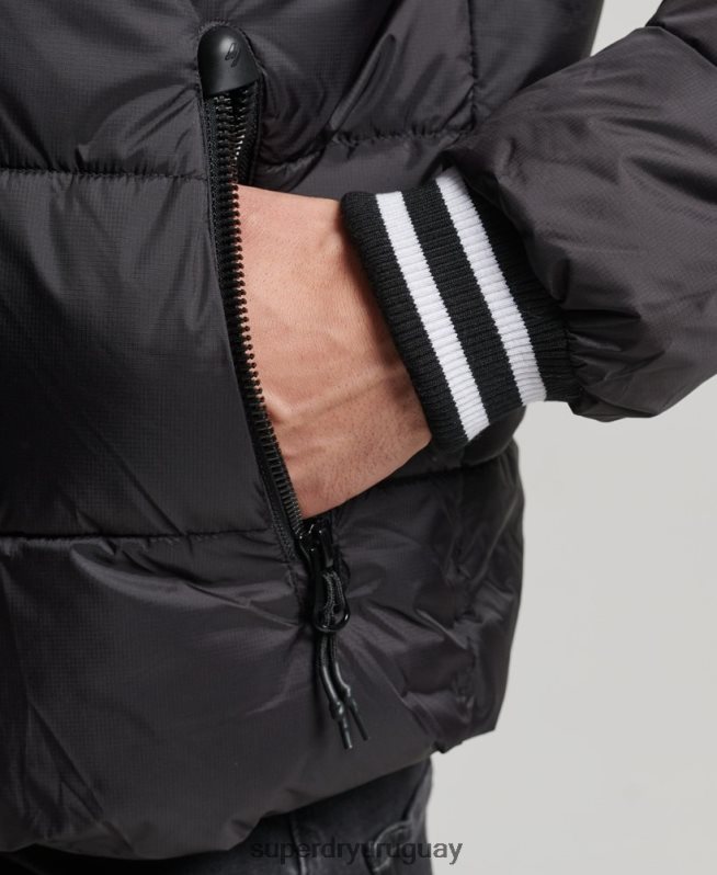 uy Superdry hombres chaqueta deportiva acolchada color block negro DT2N8Z4597 ropa