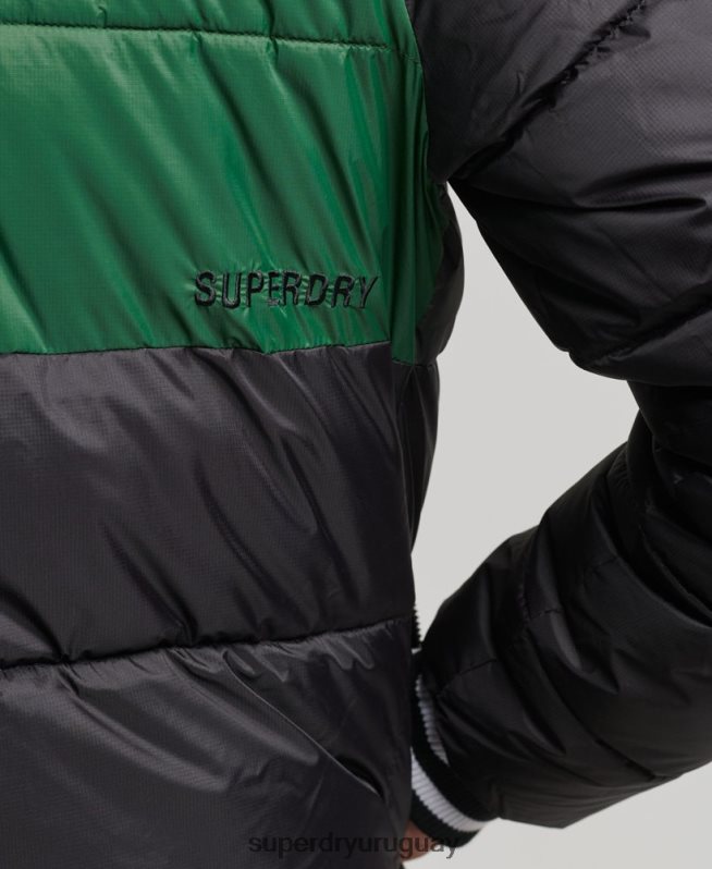 uy Superdry hombres chaqueta deportiva acolchada color block negro DT2N8Z4597 ropa
