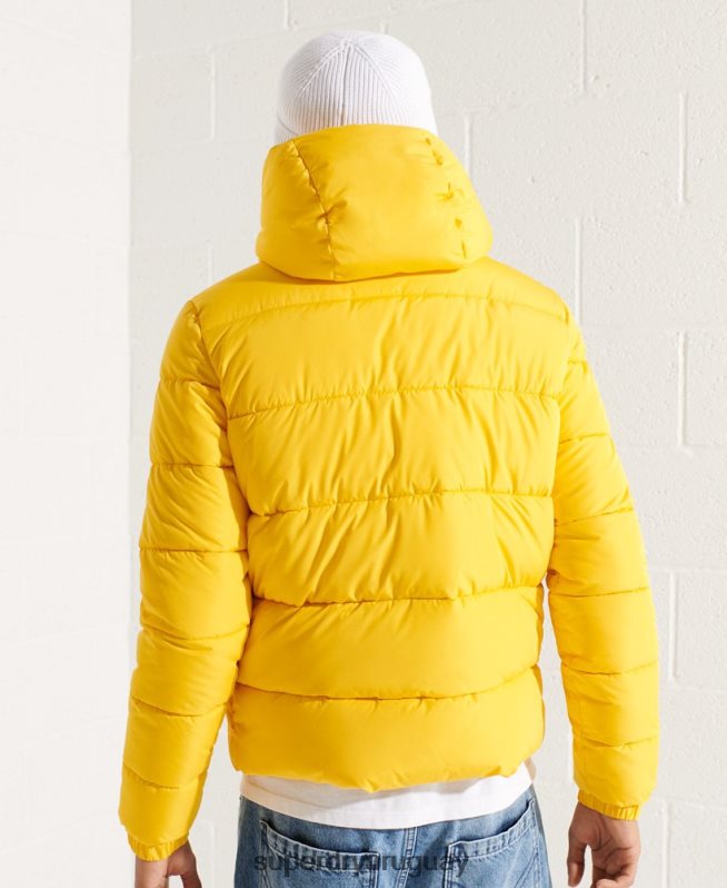 uy Superdry hombres chaqueta deportiva acolchada con capucha amarillo DT2N8Z1047 ropa