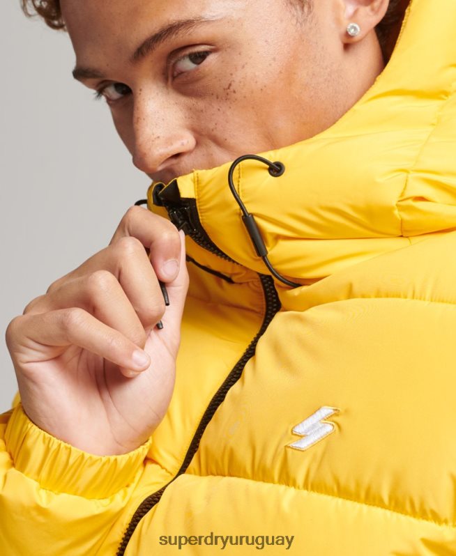 uy Superdry hombres chaqueta deportiva acolchada con capucha amarillo DT2N8Z960 ropa