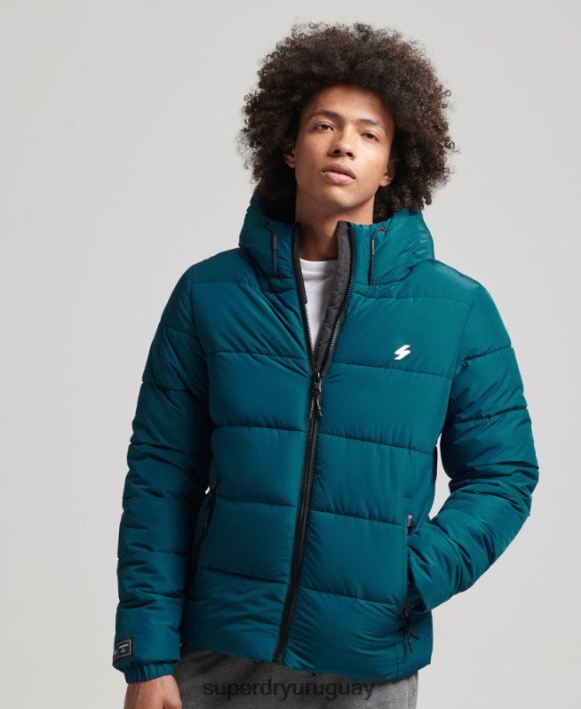 uy Superdry hombres chaqueta deportiva acolchada con capucha azul DT2N8Z1018 ropa