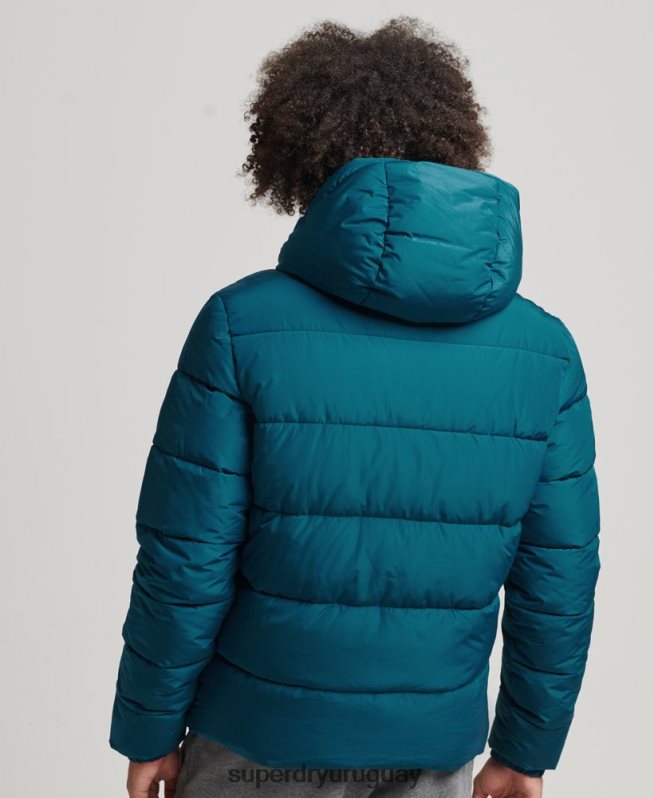 uy Superdry hombres chaqueta deportiva acolchada con capucha azul DT2N8Z1018 ropa