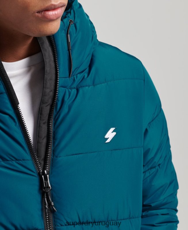 uy Superdry hombres chaqueta deportiva acolchada con capucha azul DT2N8Z1018 ropa