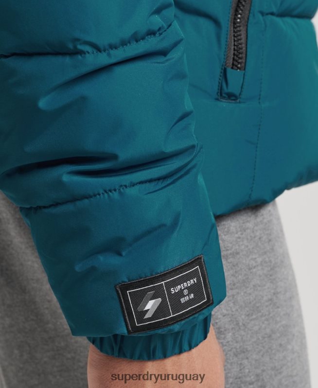 uy Superdry hombres chaqueta deportiva acolchada con capucha azul DT2N8Z1018 ropa