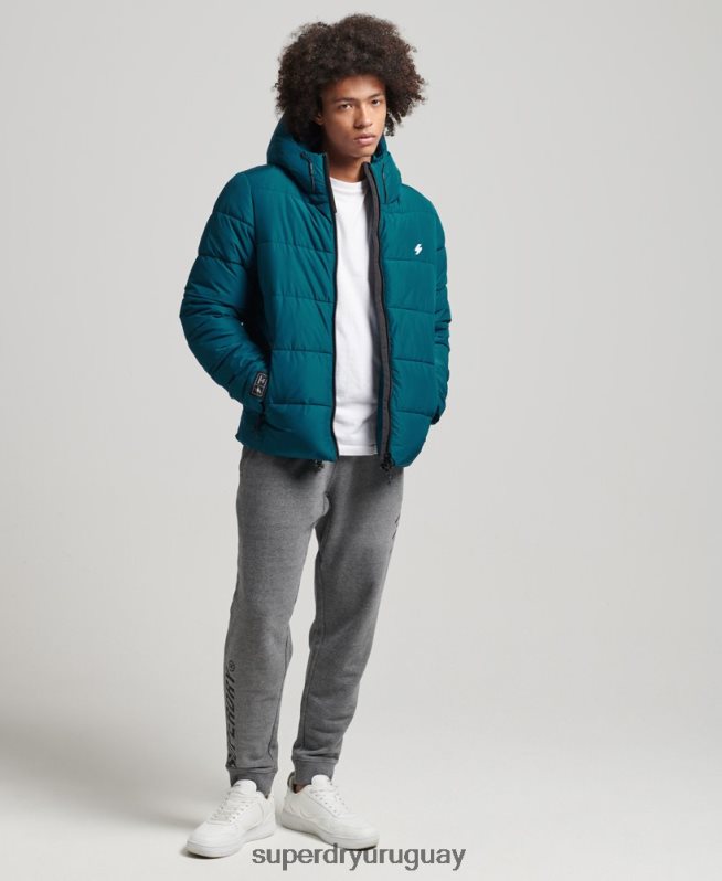 uy Superdry hombres chaqueta deportiva acolchada con capucha azul DT2N8Z1018 ropa