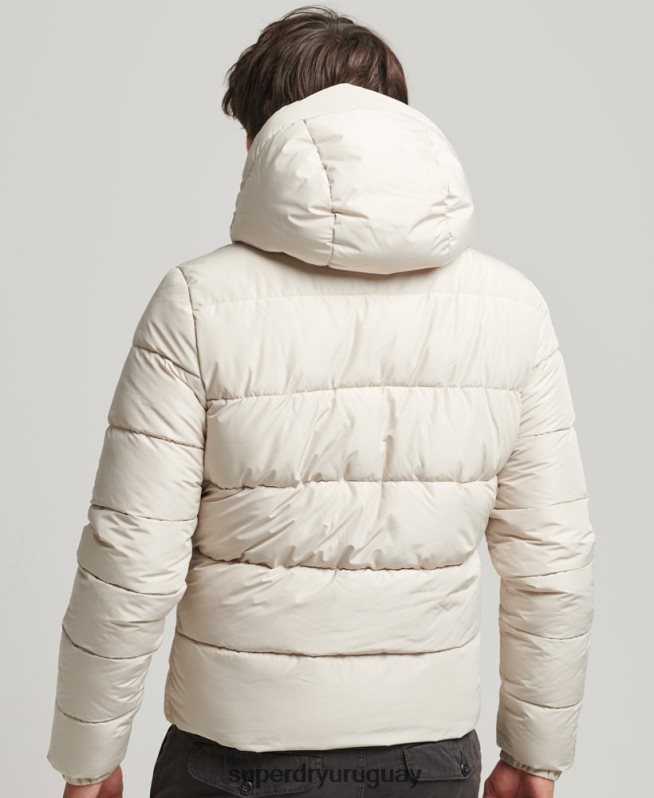 uy Superdry hombres chaqueta deportiva acolchada con capucha beige DT2N8Z1071 ropa