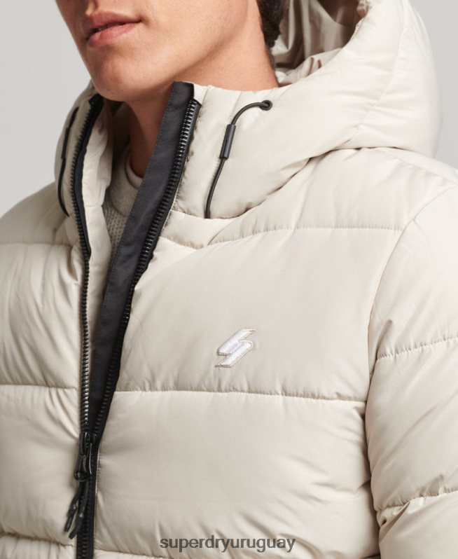 uy Superdry hombres chaqueta deportiva acolchada con capucha beige DT2N8Z1071 ropa