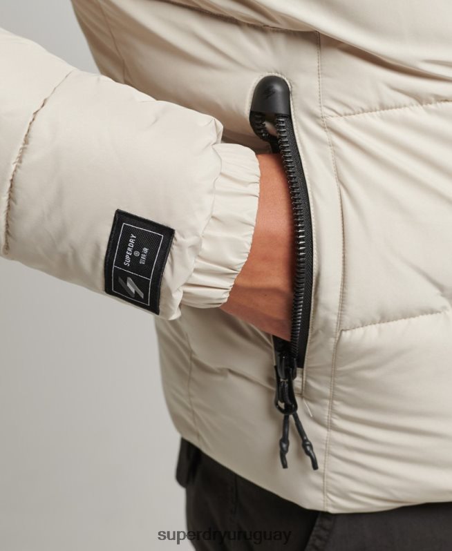 uy Superdry hombres chaqueta deportiva acolchada con capucha beige DT2N8Z1071 ropa